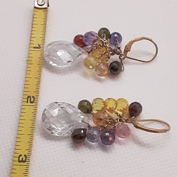 Stunning Faceted Multi-Color Crystal Drop Earrings Designed by Nina Nyugen - Picture 8 of 14